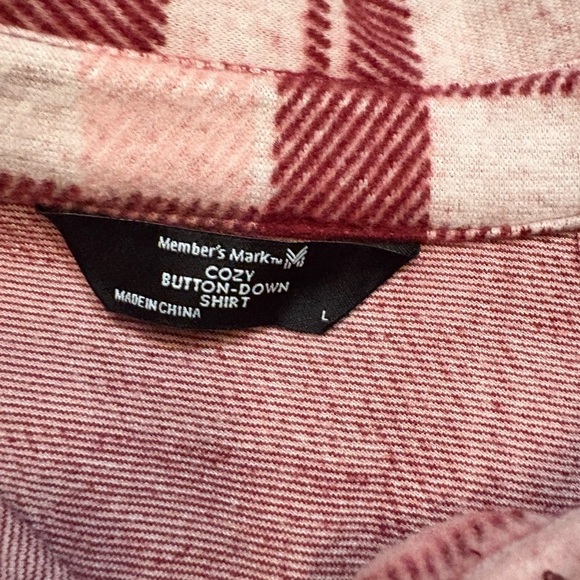 NEW Cozy Pink and Red Plaid Button Down Shirt/Shacket size L & GAP Belt Bag - Picture 6 of 7
